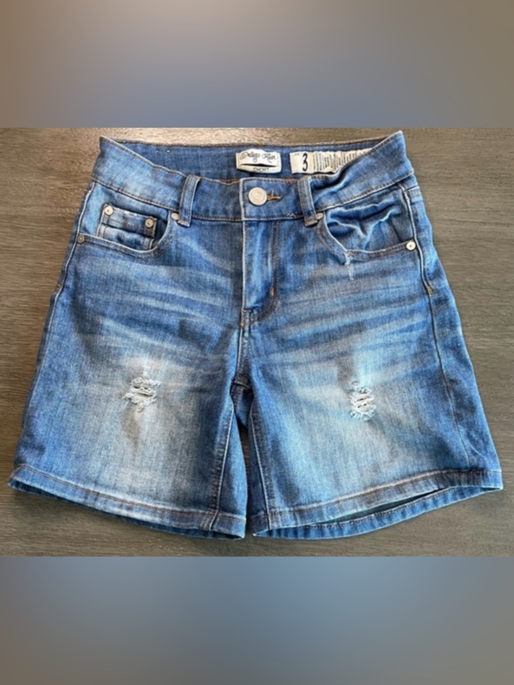 Indigo Rein Blue Distressed Denim Jean Shorts